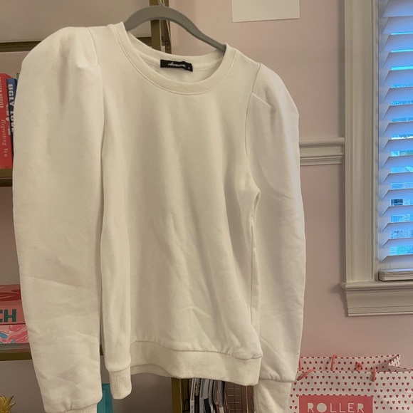 WHITE PUFF SLEEVE SWEATSHIRT - Picture 1 of 1